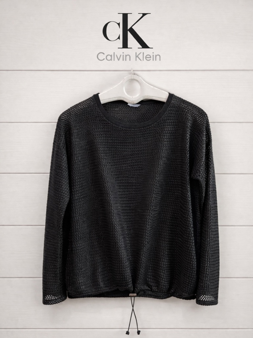 CALVIN KLEIN – Black mesh pullover – Est. size S/M